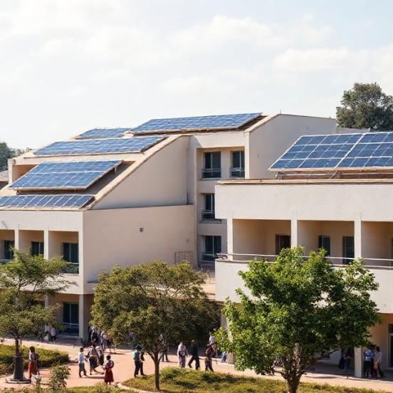 Modern Kenyan school with rooftop solar